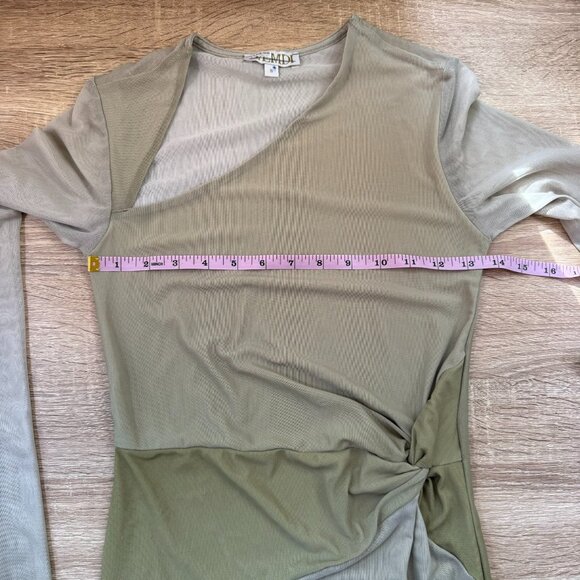 Saemdi Mesh Maxi Long Sleeve Dress Green Small - Picture 8 of 17